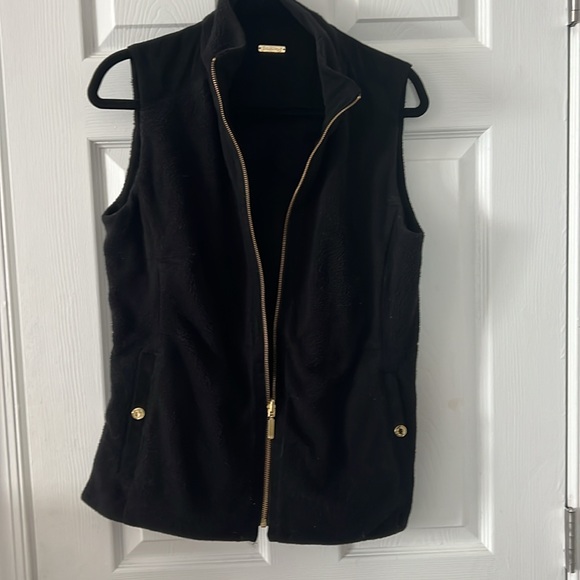 Lilly Pulitzer Skyden Reversible Vest Jacket Fleece & Suede Black M Nwt $258 - Picture 5 of 8